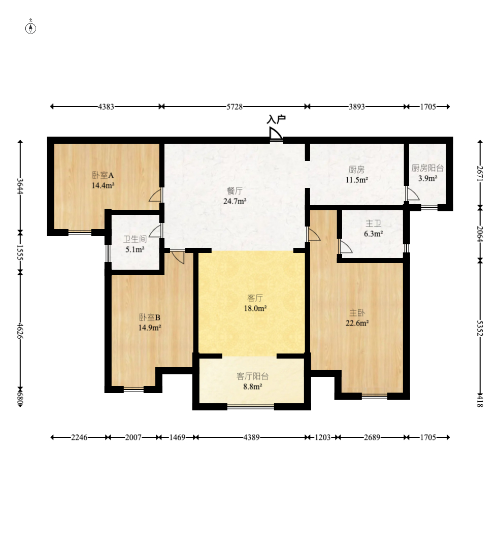 大唐印象一期云海湾 3室2厅2卫 120.00万 大唐印象一期云海湾 3室2厅2卫 120.00万户型图