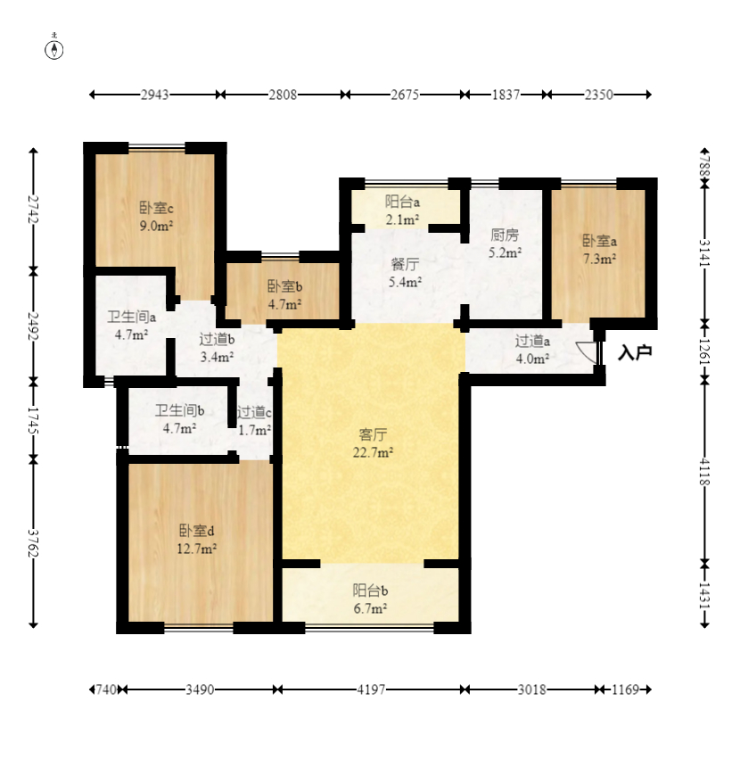 勤诚达境界城  4室2厅2卫    104.98万室内图1