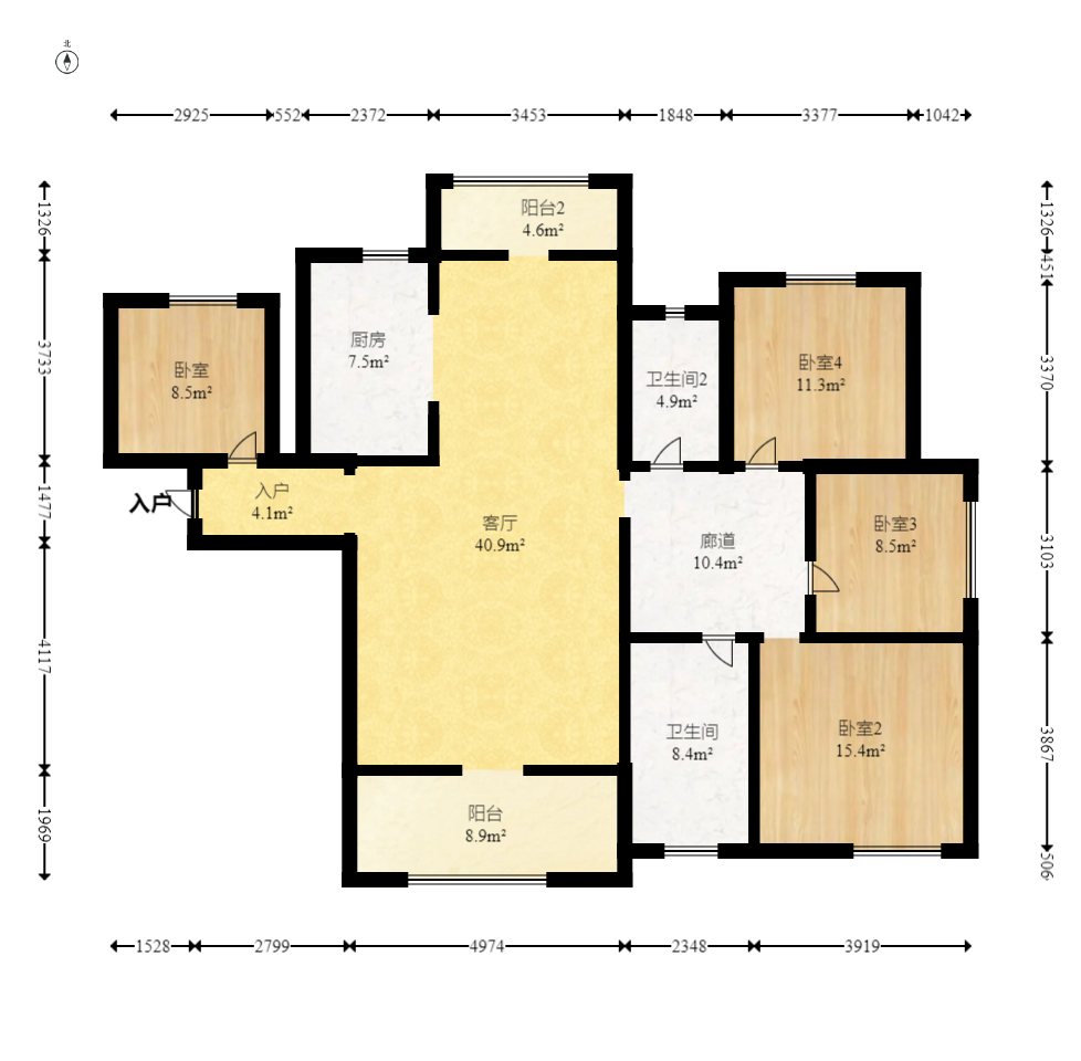长房云时代  4室2厅2卫   156.00万室内图1
