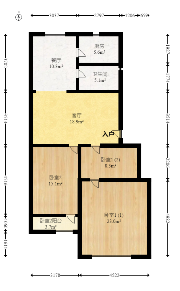 左家塘公安局宿舍  2室1厅1卫   59.80万室内图1