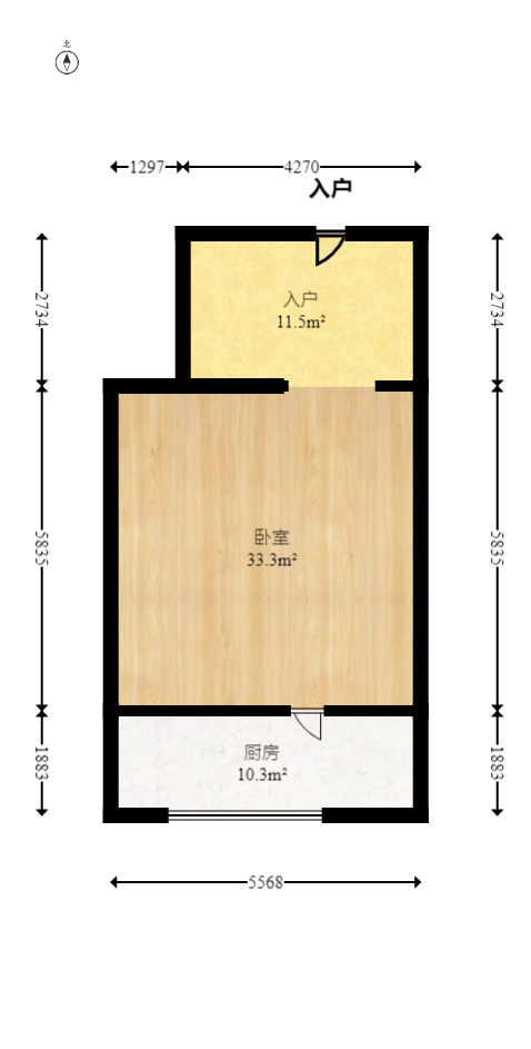 东友星座  1室1厅1卫   85.00万室内图1