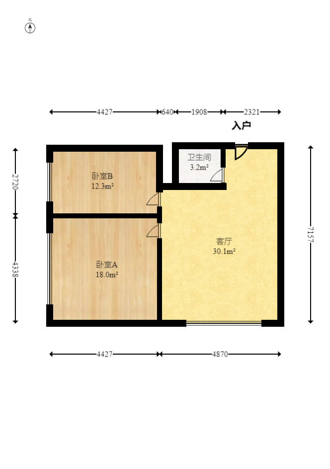 公园道  1室1厅1卫   69.00万室内图1