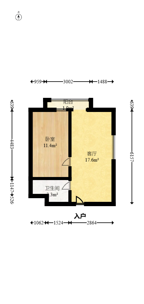 碧桂园星荟 1室1厅1卫 32.8万 碧桂园星荟 1室1厅1卫 32.8万户型图