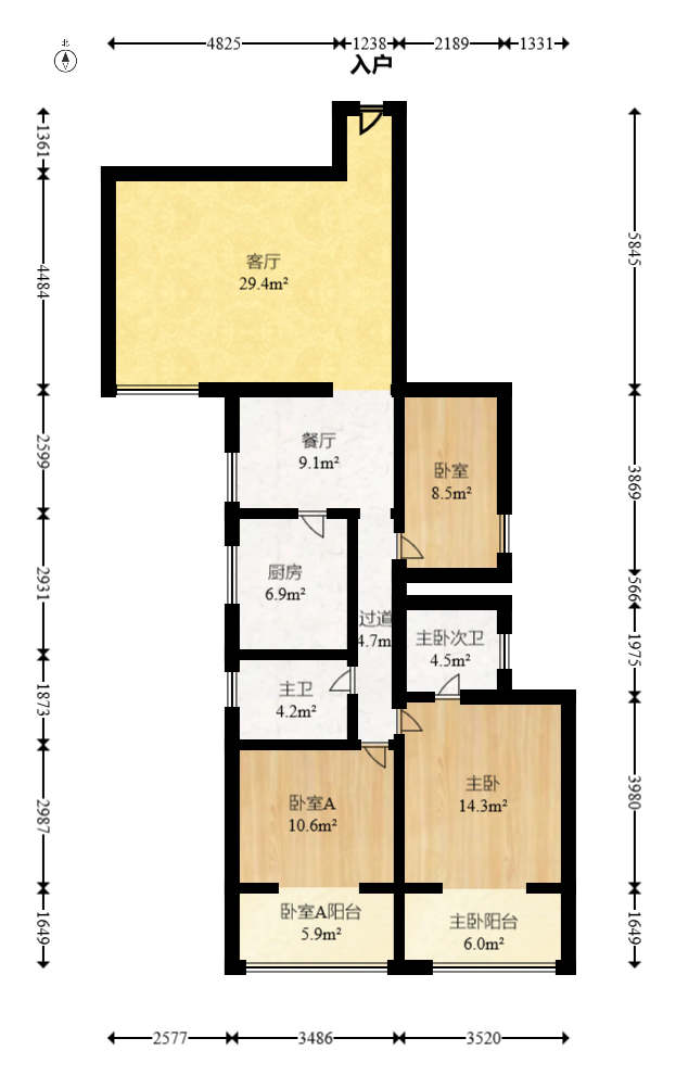 明城公寓  3室2厅1卫   70.00万室内图1