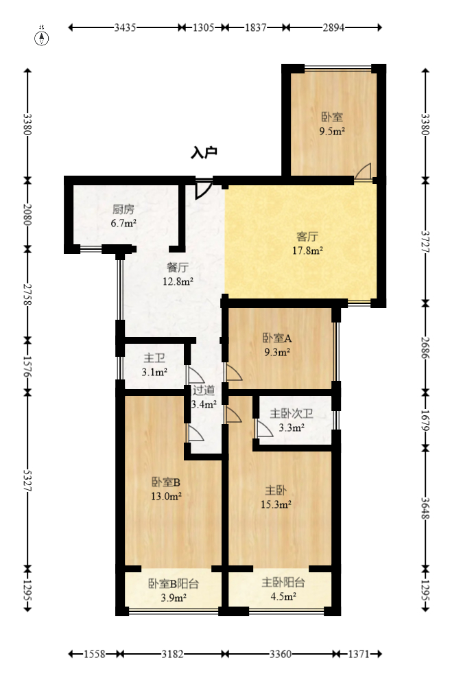 新长海广场  4室2厅2卫   78.80万室内图1
