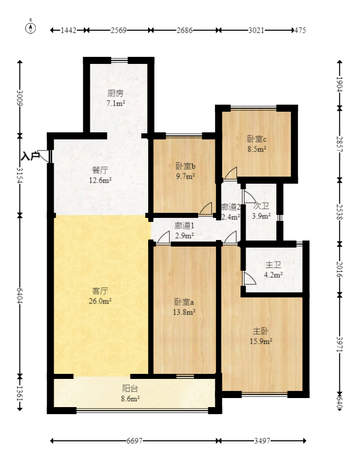 南山梅溪一方  4室2厅2卫   236.80万室内图1