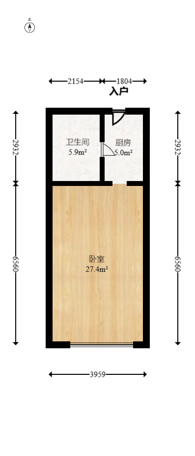 恒大华府  1室1厅1卫   35.00万室内图1