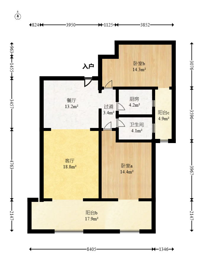 星月绿洲  3室2厅1卫    61.0万室内图1