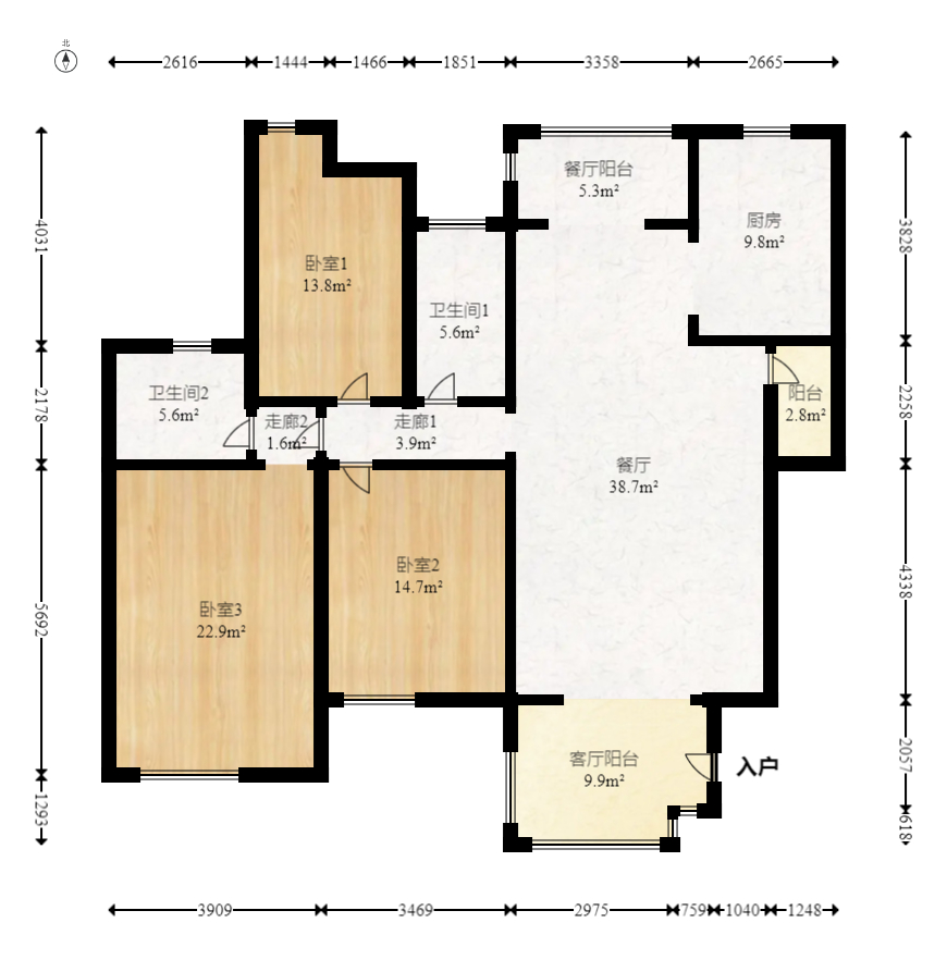 奥林匹克花园 3室2厅2卫 125.0万 奥林匹克花园 3室2厅2卫 125.0万户型图