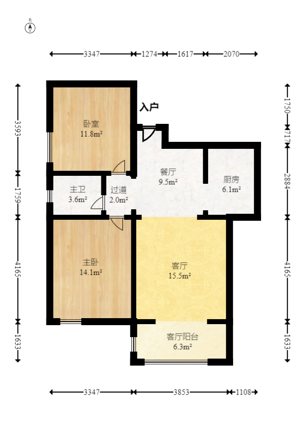 楚天世纪城西苑 2室2厅1卫 53.0万 楚天世纪城西苑 2室2厅1卫 53.0万户型图