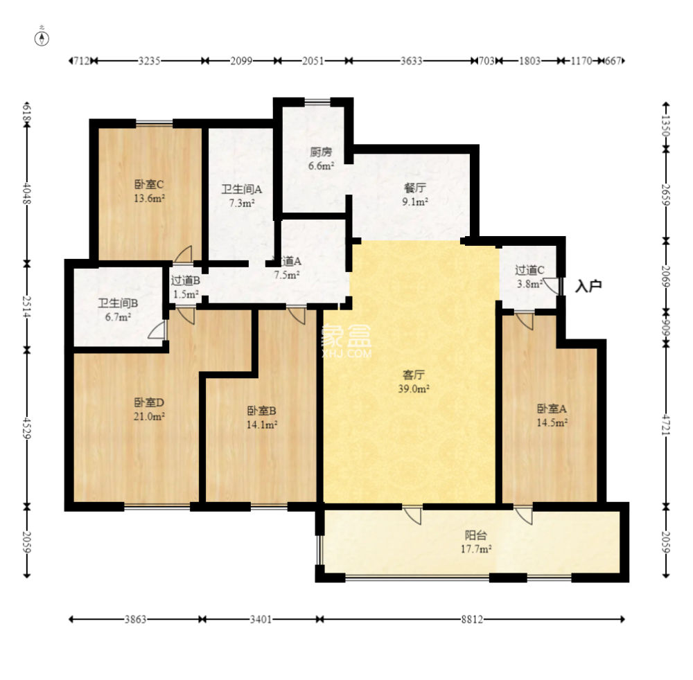和美星城  4室2厅2卫   109.00万