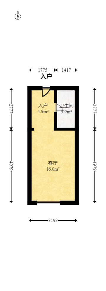 新城悦隽公园  1室1厅1卫   20.80万室内图1