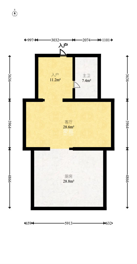 华远云玺公寓  3室2厅2卫   290.00万室内图1
