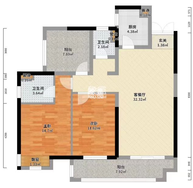 中建江湾壹号  3室2厅2卫   62.00万