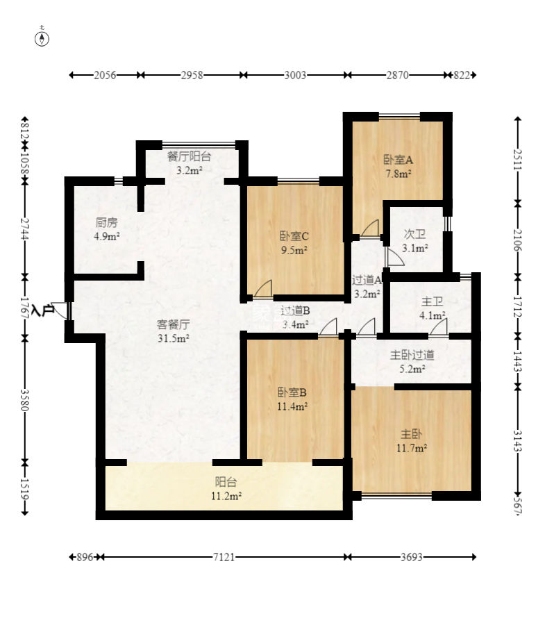 滨江府1913 4室2厅1厨2卫 310.00万