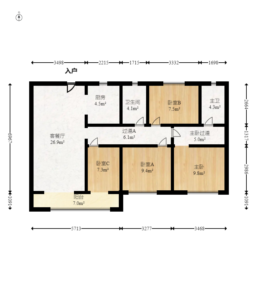 滨江府1913  4室2厅2卫    219.96万室内图1