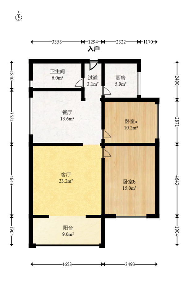 金质嘉苑  2室2厅1卫   60.00万室内图1