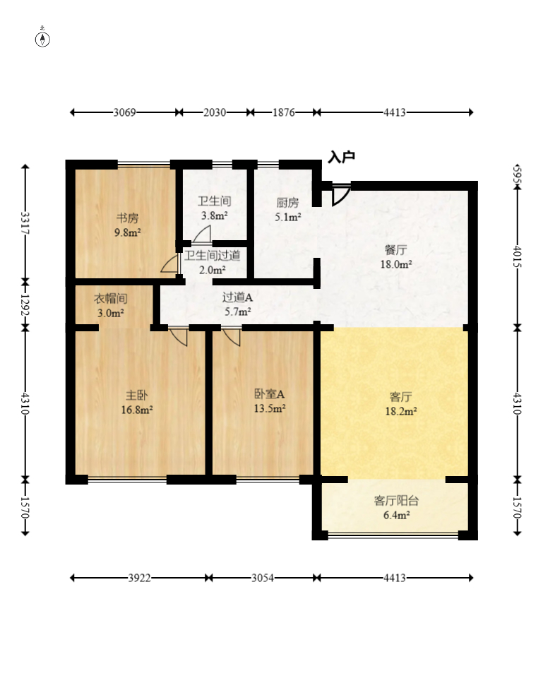 澳海月亮湾 3室2厅1卫 87.0万 澳海月亮湾 3室2厅1卫 87.0万户型图