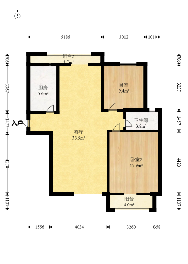东岸城邦  2室2厅2卫   85.00万室内图1