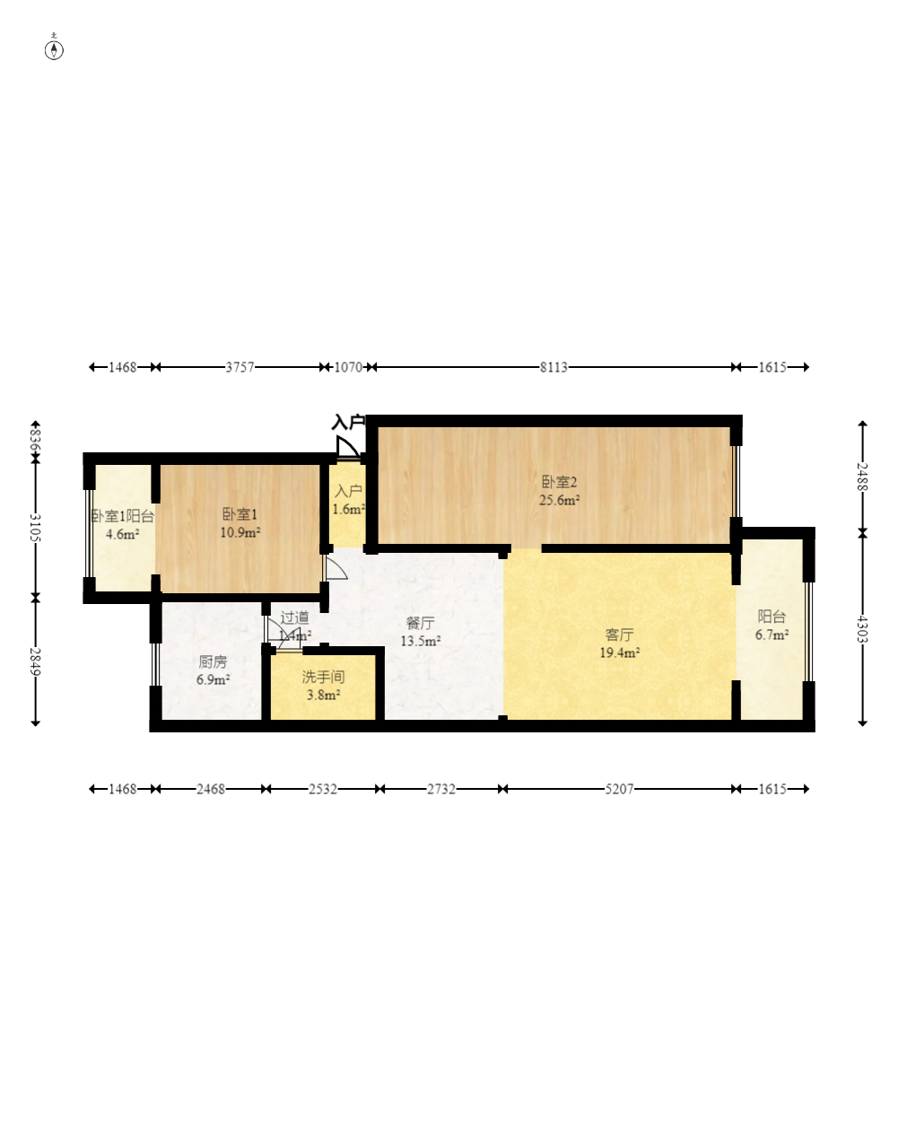 下民航宿舍  3室2厅1卫    45.0万室内图1