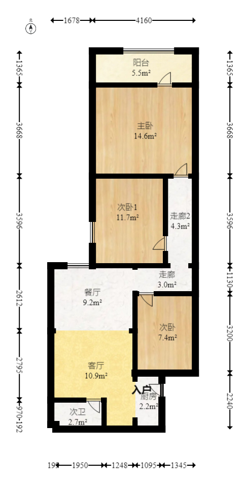 凤翔大厦  3室2厅1卫    88.5万室内图1