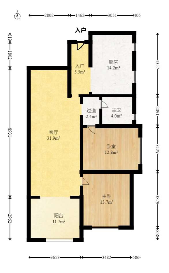 保利香槟国际 3室2厅1卫 78.0万 保利香槟国际 3室2厅1卫 78.0万户型图