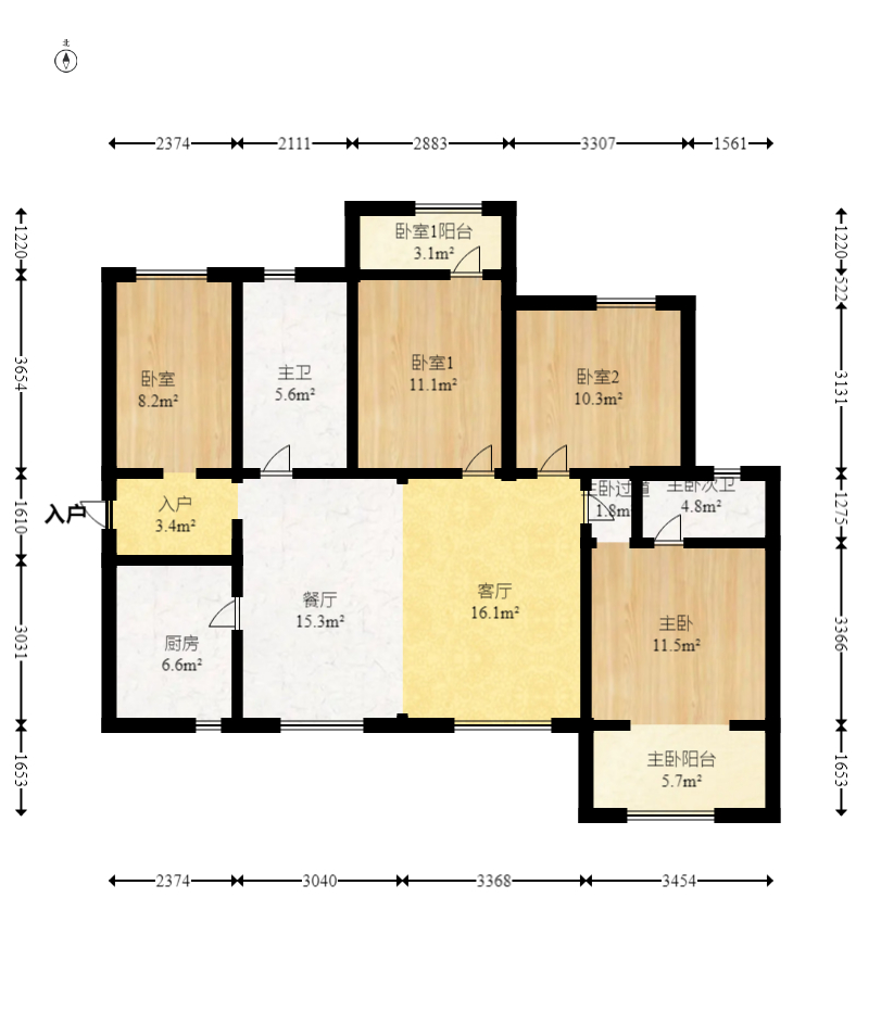 山水湾  4室2厅2卫   125.00万室内图1