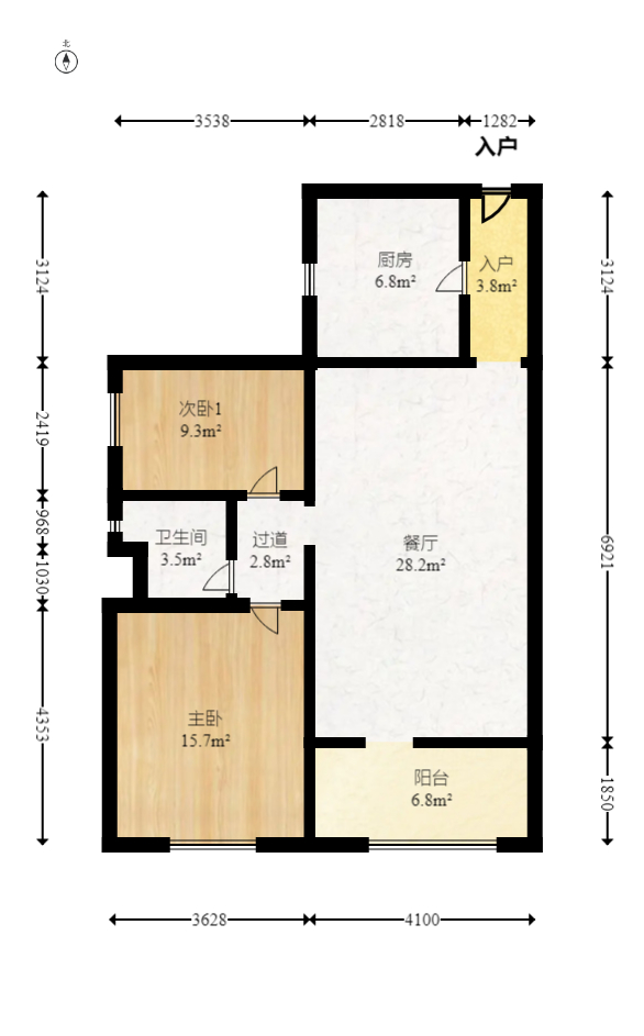 万科城  2室2厅1卫   69.50万室内图1