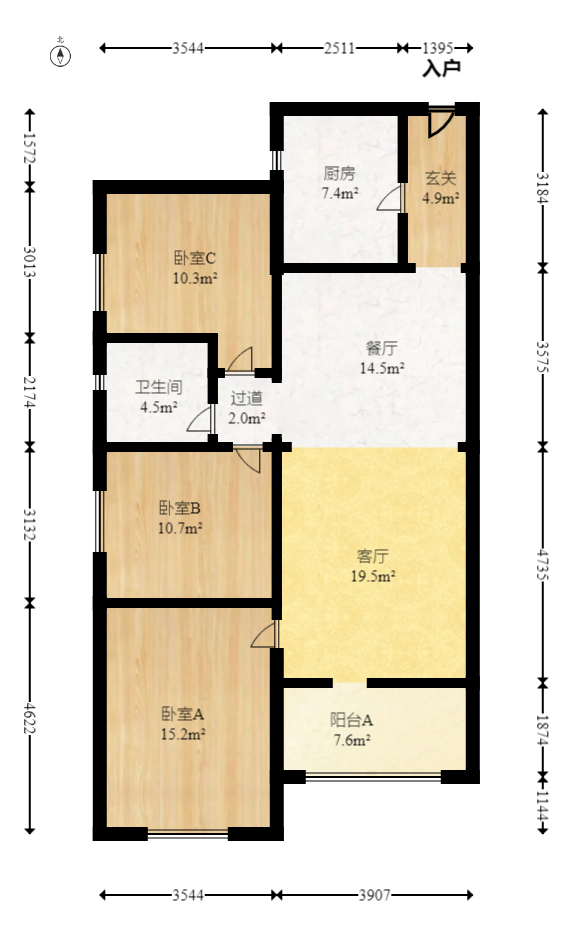 万科金域华府一期  3室2厅1卫    120.0万室内图1