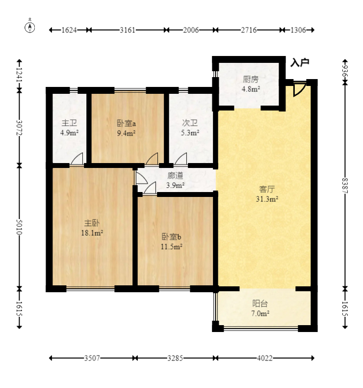 梦想新天地  3室2厅2卫    150.0万室内图1