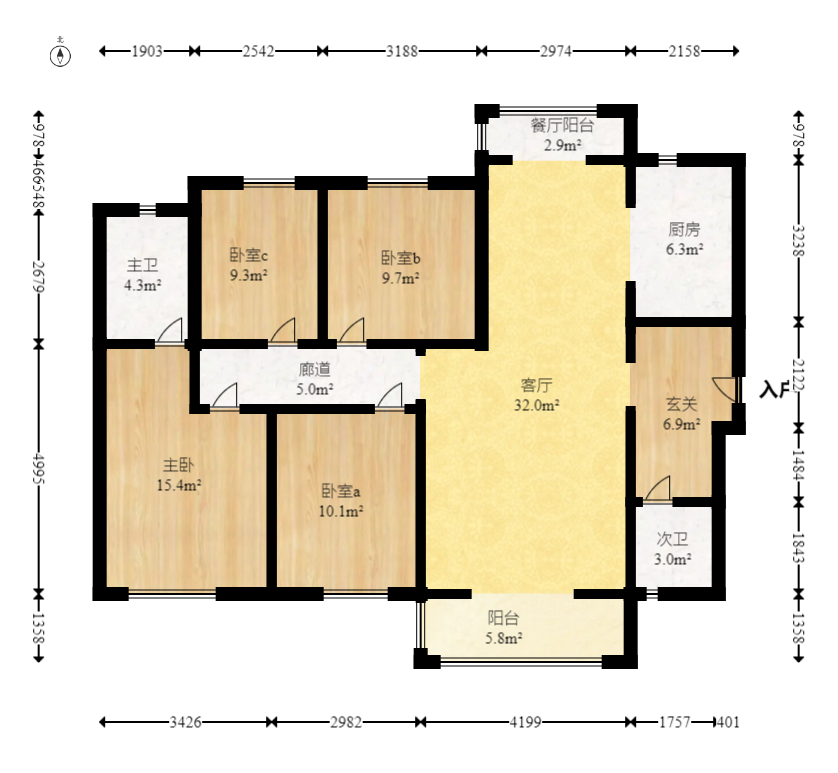 万科金色梦想C区  4室2厅2卫    200.0万室内图1