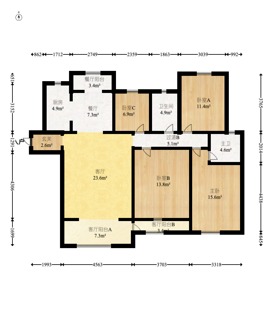 阳光丽城一期  4室2厅2卫   185.00万室内图1