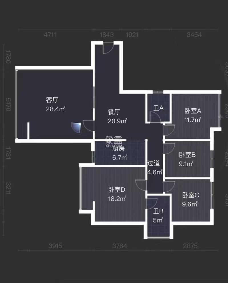 中旺锦安城  4室2厅2卫   65.80万室内图