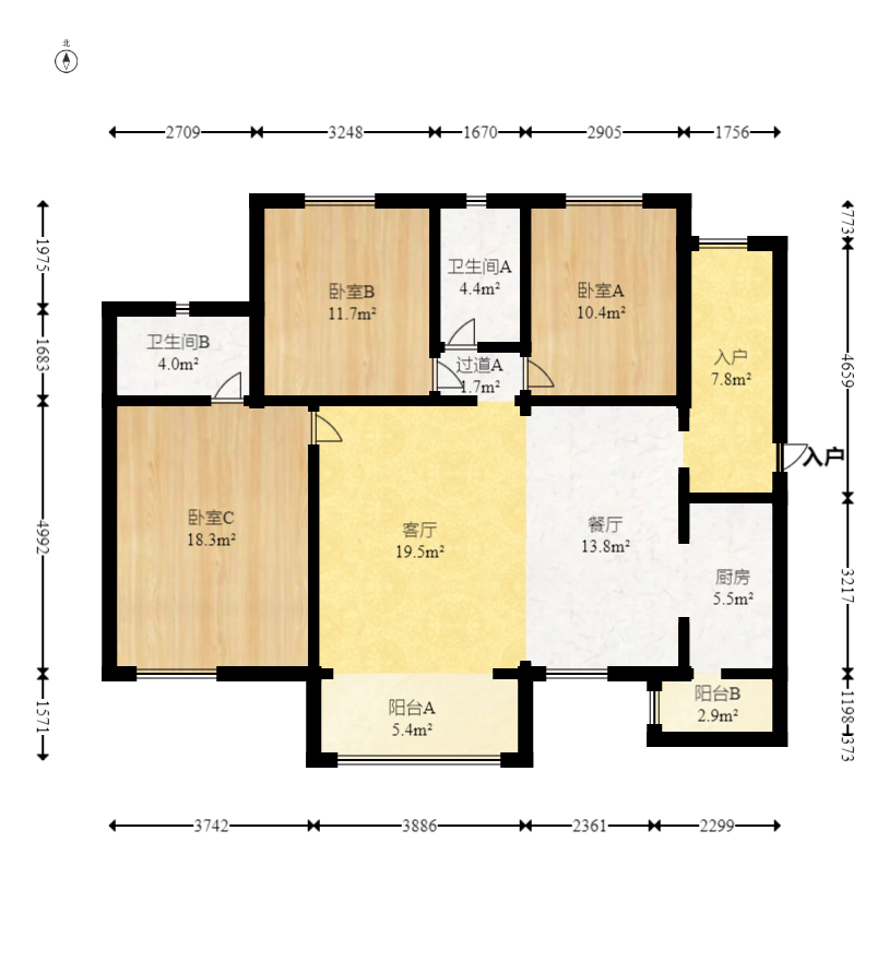 时代倾城四期  4室2厅2卫   135.60万室内图1