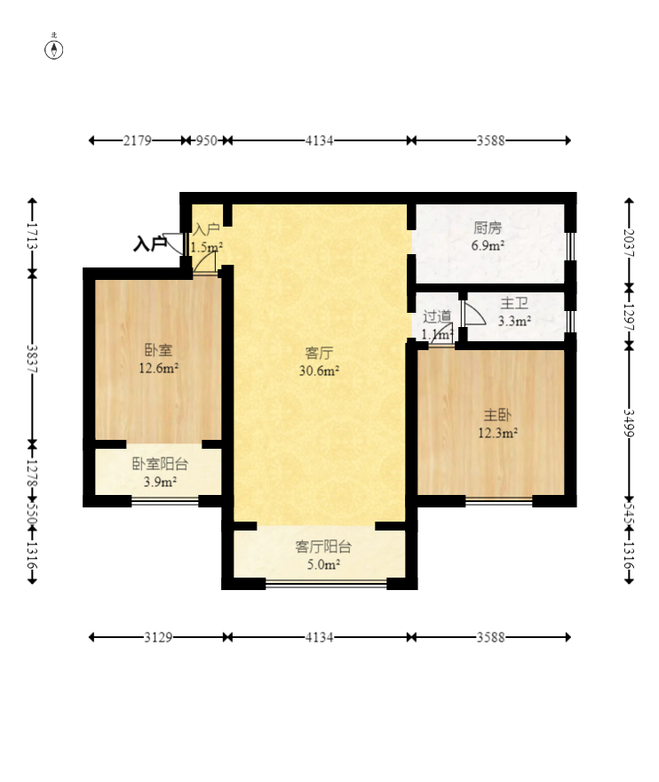 天和华城 2室2厅1卫 49.8万 天和华城 2室2厅1卫 49.8万户型图