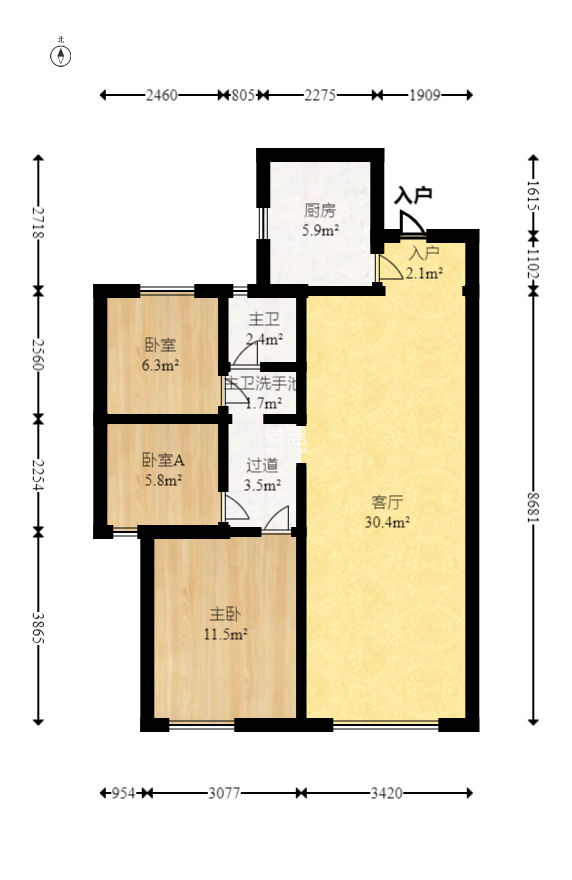 时代港湾  3室2厅1卫   61.50万