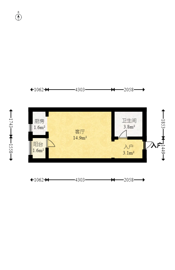 水岸世景  1室1厅1卫    23.0万 水岸世景  1室1厅1卫    23.0万户型图