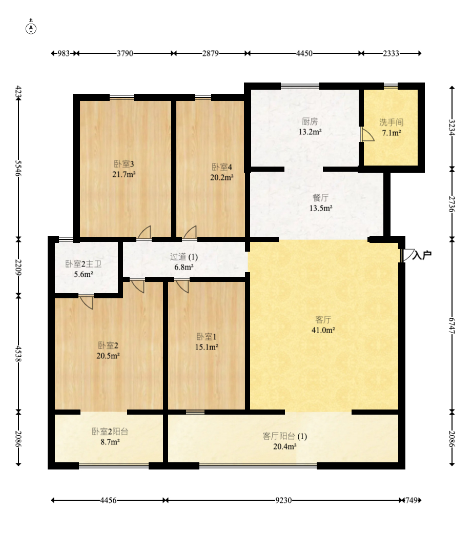 華銀園  4室2廳2衛(wèi)    120.0萬室內(nèi)圖1