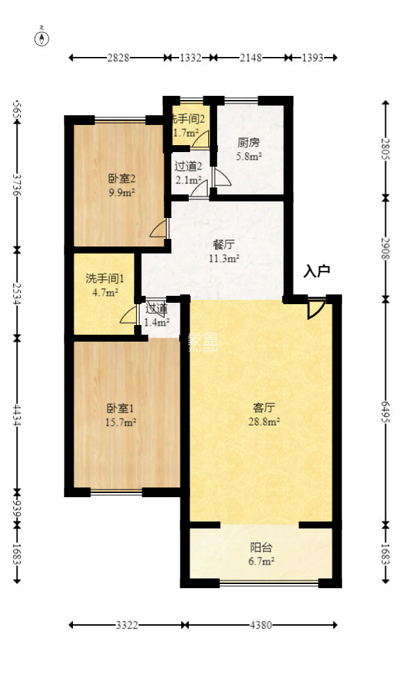 融城花苑  2室2厅2卫   59.60万