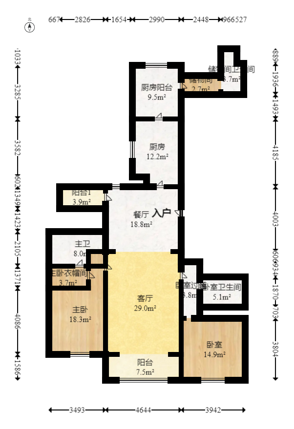 万达公馆  2室2厅2卫   299.00万室内图1
