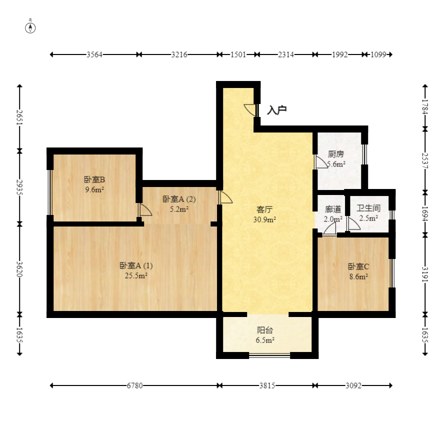 梅溪正荣府  4室2厅2卫   208.00万室内图1