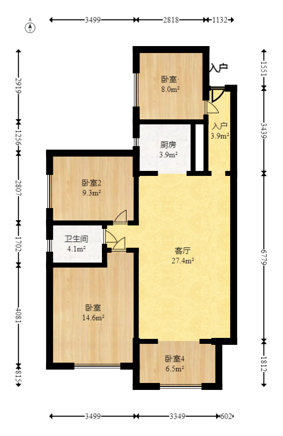 海德公园  3室2厅1卫    69.8万 海德公园  3室2厅1卫    69.8万户型图