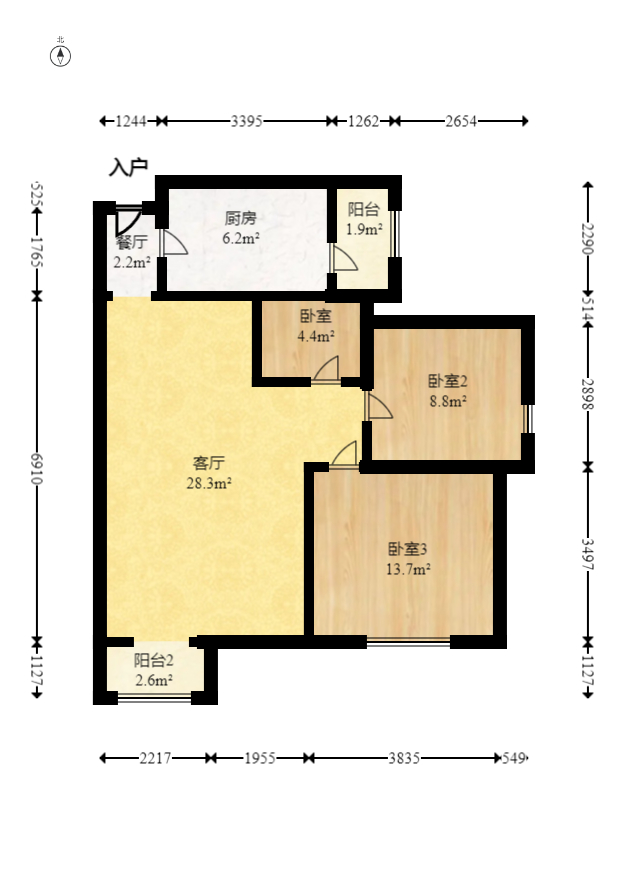 中国铁建国际城一期  2室2厅1卫   40.80万室内图1