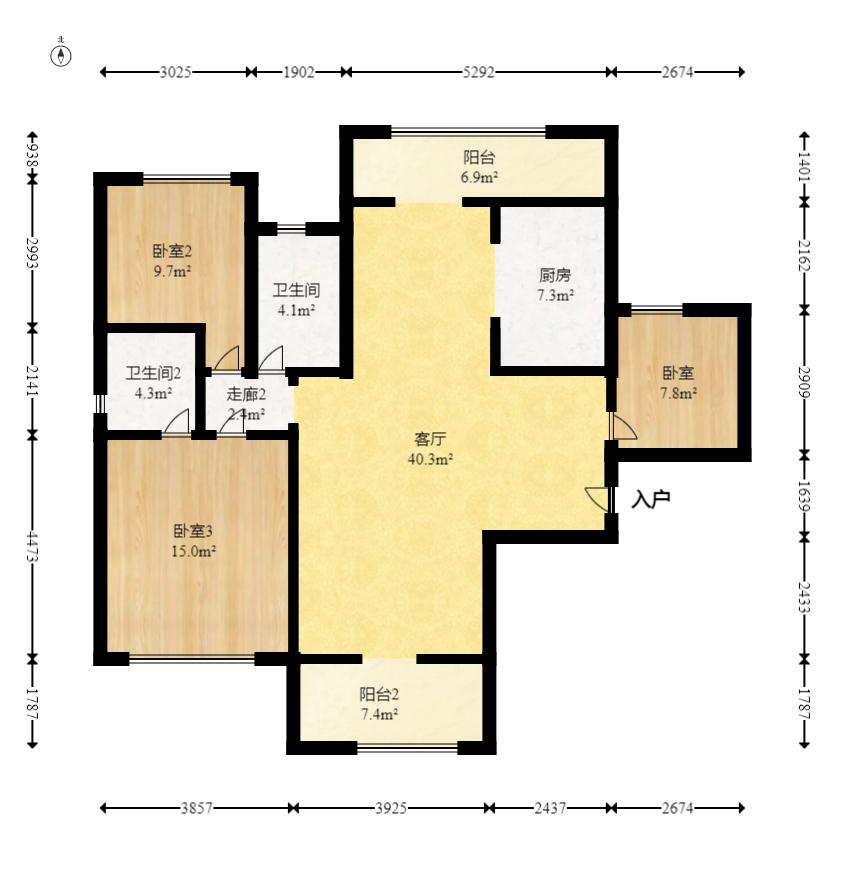 中交中央公园D4区  3室2厅2卫   132.00万室内图1