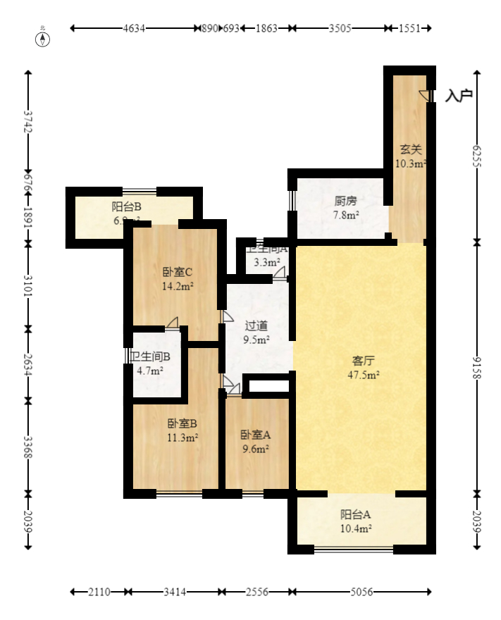 欧陆经典  3室2厅1卫   179.00万室内图1