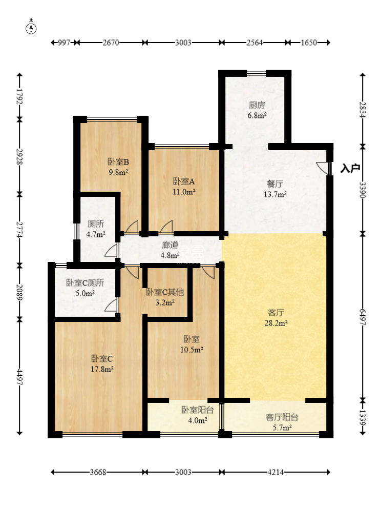 南山梅溪一方  4室2厅2卫   195.00万