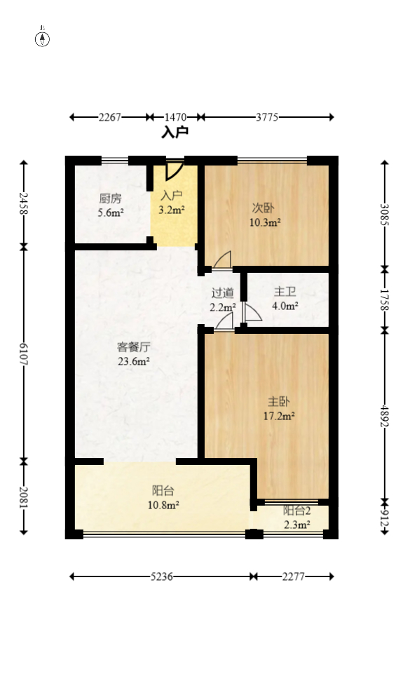 恒大御景半岛湘江苑（恒大御景半岛一期）  2室2厅1卫   120.00万室内图1