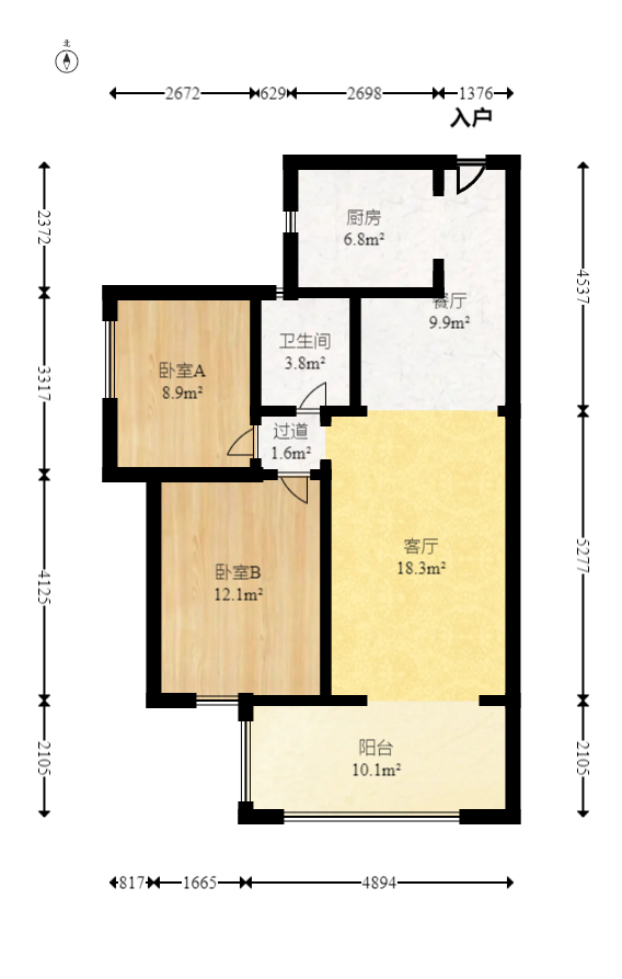 丰园城（鄱阳小区二期）  2室2厅1卫   75.00万室内图1