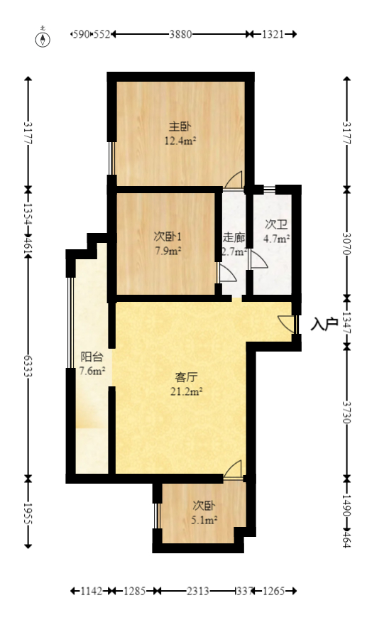 富成大厦  3室2厅1卫   90.60万室内图1