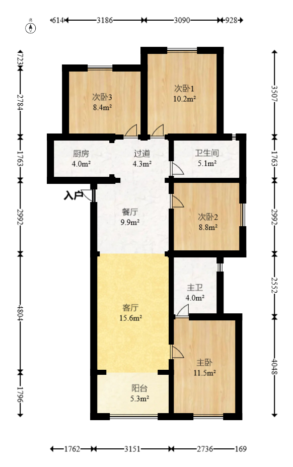 MOMA当代广场  4室2厅2卫   90.50万室内图1